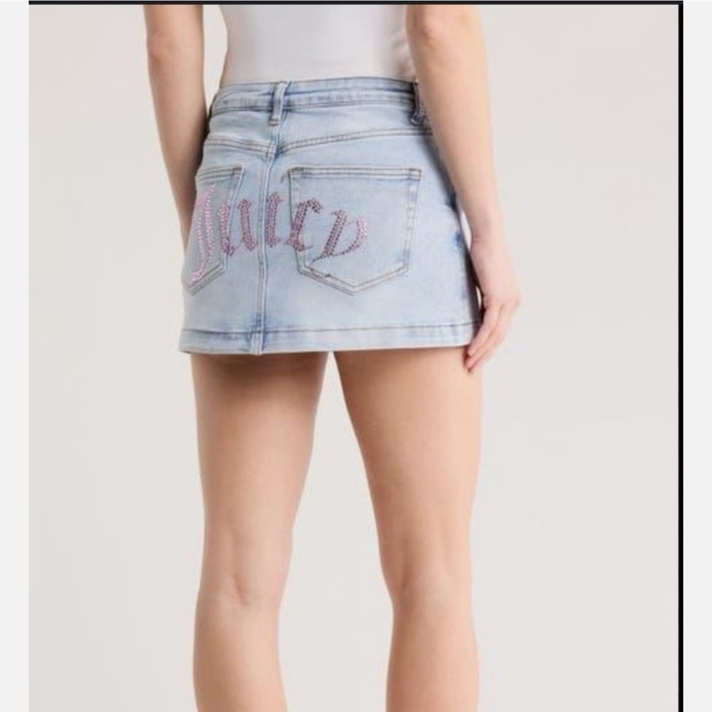 Juicy Couture Denim Skirt with Pink Embroidery